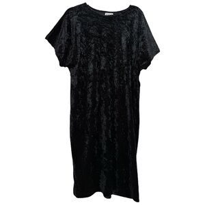 Vintage 90's Heads Up Black Crushed Velvet Nightie Dress 1X Plus Size